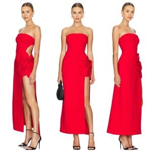Elegant Red Strapless Maxi Dress